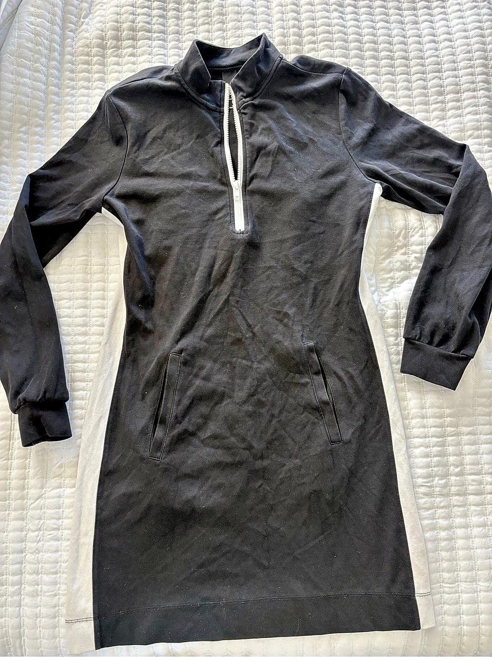 bobi Black Quarter-Zip Mini Dress Like New